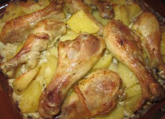 Куриные ножки с картошкой в духовке: рецепты